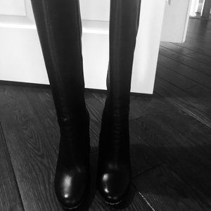 Black Knee-High Leather Boots